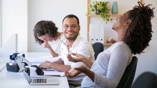 happy woman at work