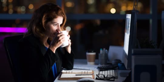 woman working late