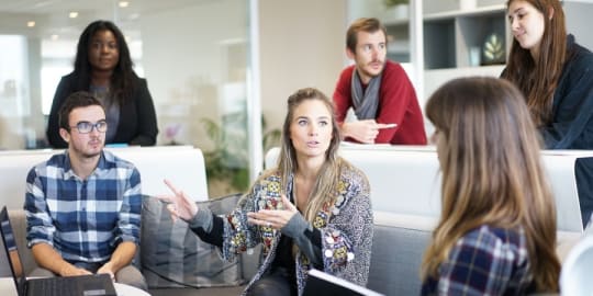 Woman presenting to group