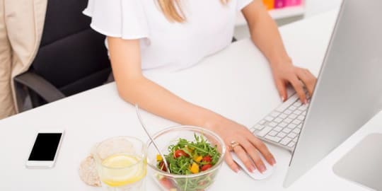 eating lunch at work