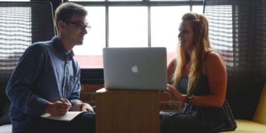 Woman and Man at Work