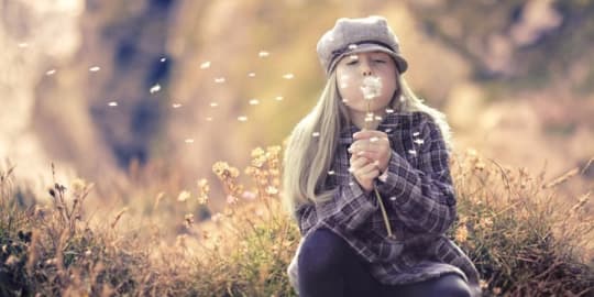 Girl making wish