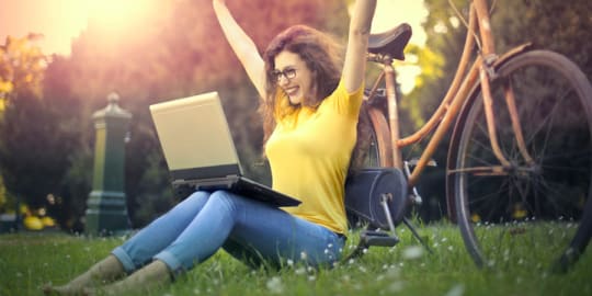 Woman taking career quiz