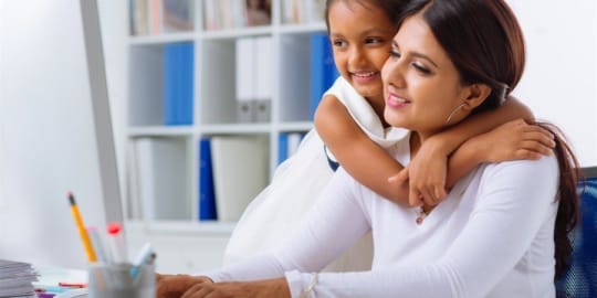 Working mom with daughter