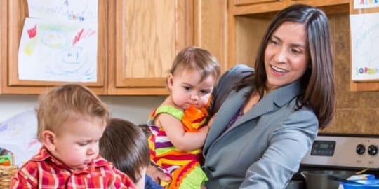 Working mom with kids