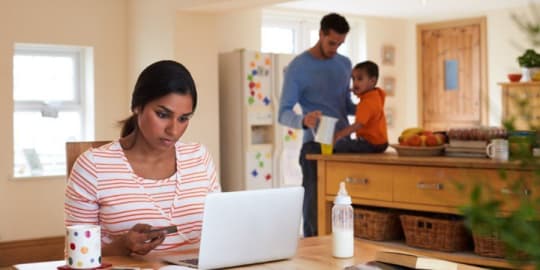 Woman working at home