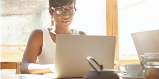 woman working on laptop