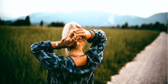 Woman thinking outdoors