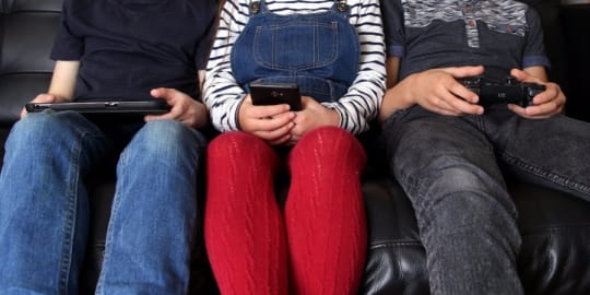 Kids playing video games