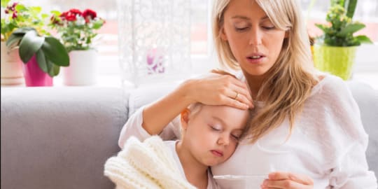 Mother with sick child