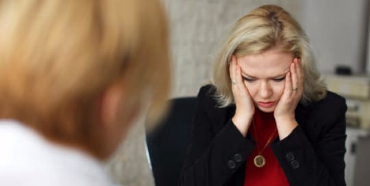 woman burned out at work