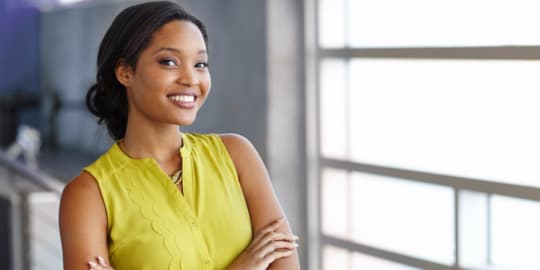 Confident woman smiling