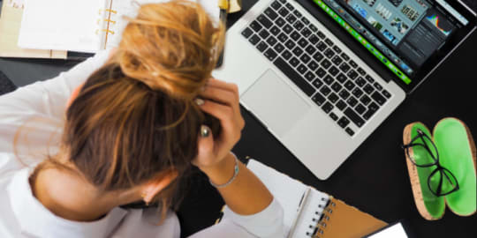 Stressed woman at work