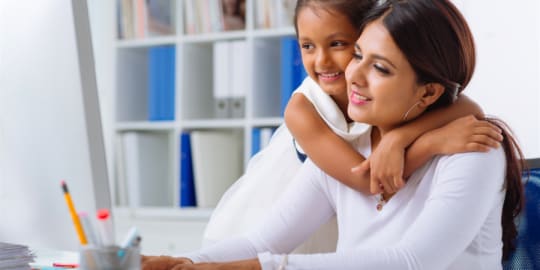 Working mom with baby