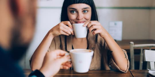 man and woman on date