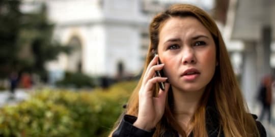 Woman on phone call sales