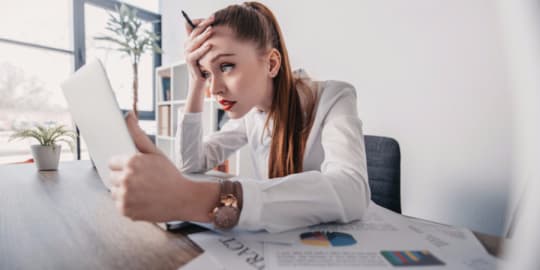 woman annoyed at work