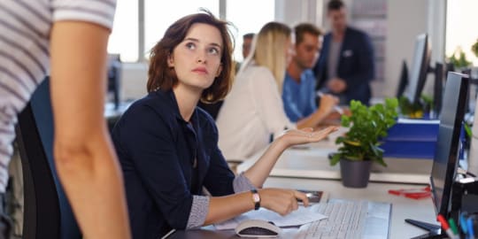 woman annoyed at work