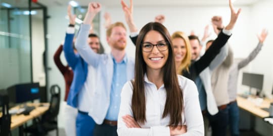 People celebrating at work