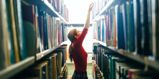 Woman in library