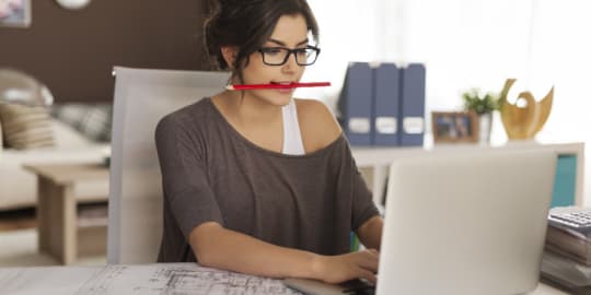 woman working at home