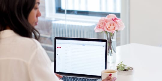 Woman typing an email