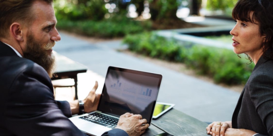 Woman and man in a job interview