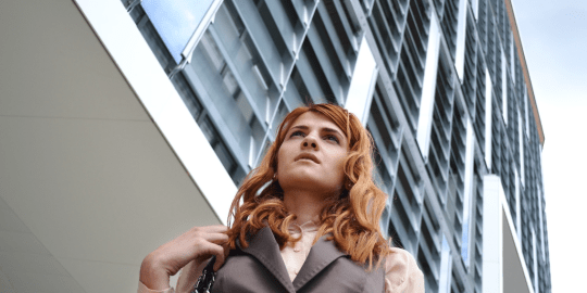 Woman going to interview