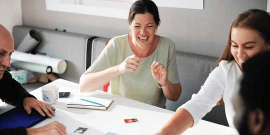 Employees excited about a project