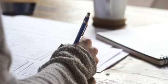 woman working on resume