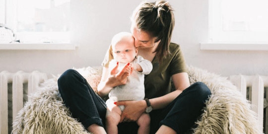 Mom with baby in morning