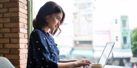 woman working remotely