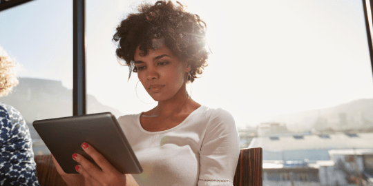 woman on tablet