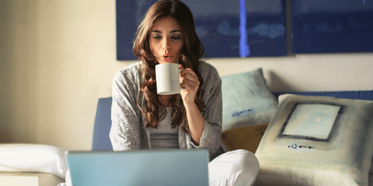 woman relaxing in her pajamas