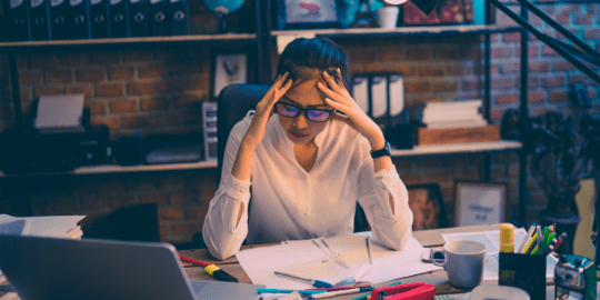 Woman stressed at work