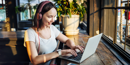 Woman working at coffee shop