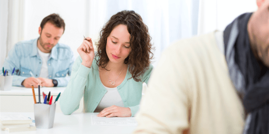 Woman taking test