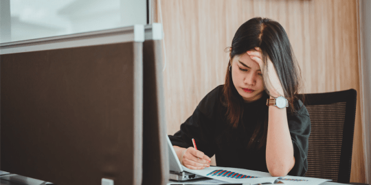 Woman sad at work