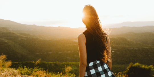 woman alone on a mountain