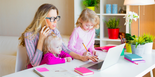 mother and child working on homework