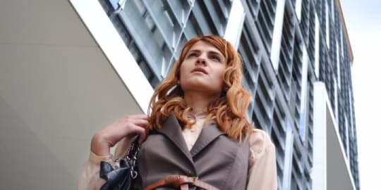 woman leaving work