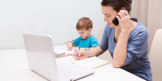 mom working from home