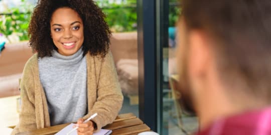 Woman in an interview
