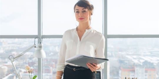 Woman holding folder