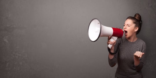 woman speaking confidently