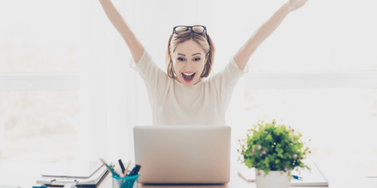 woman working happily
