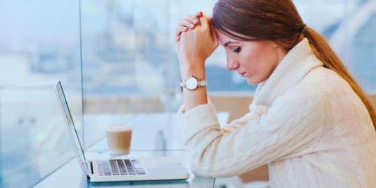 Scared woman at work