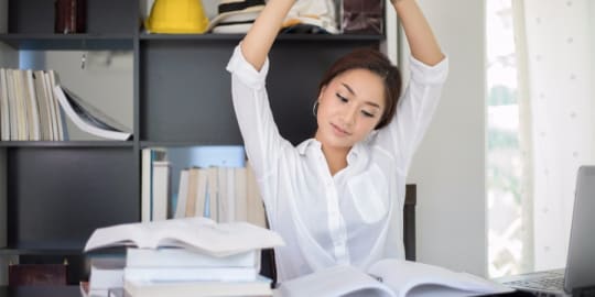 woman exercising at work