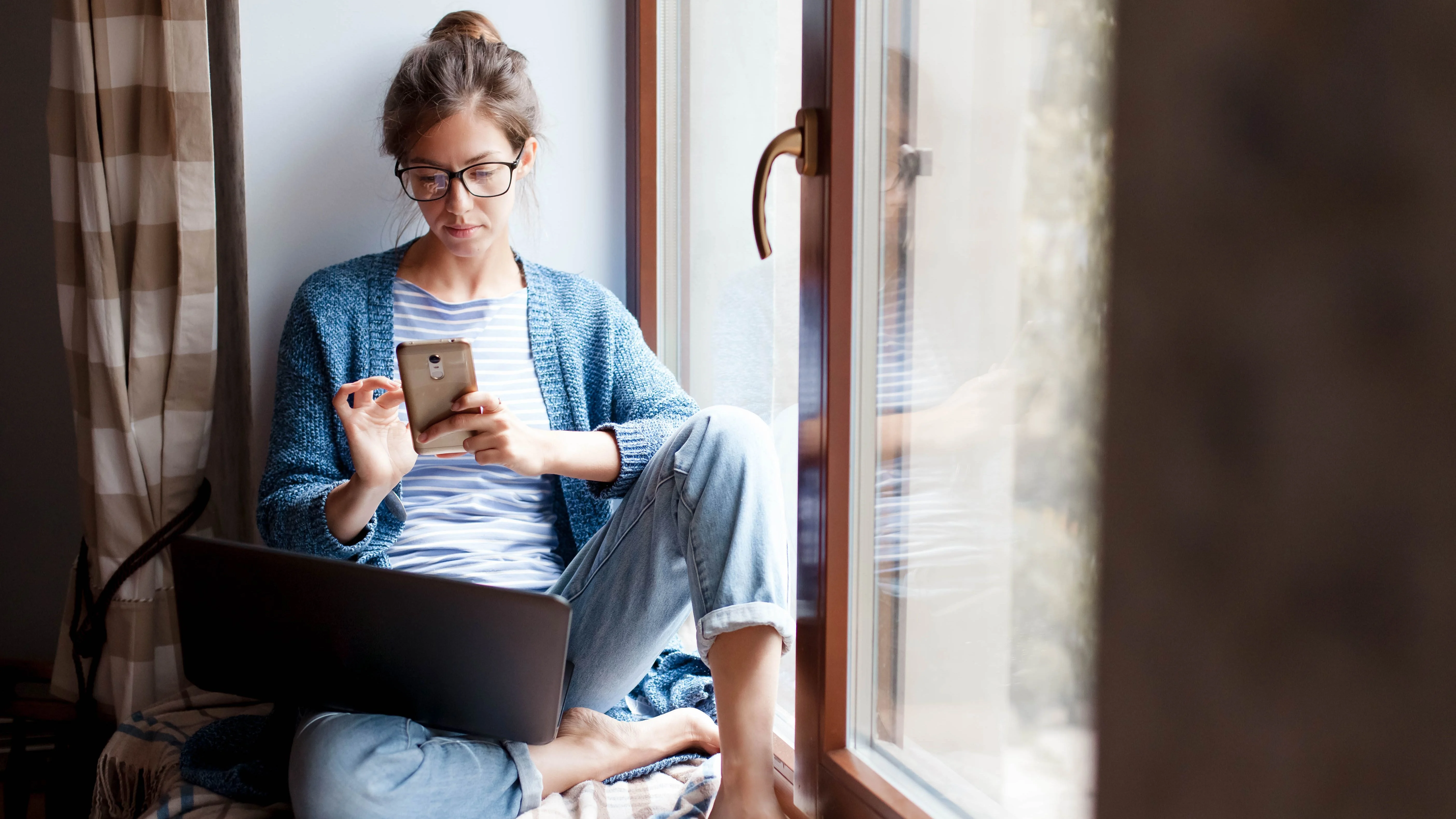 Woman working at home