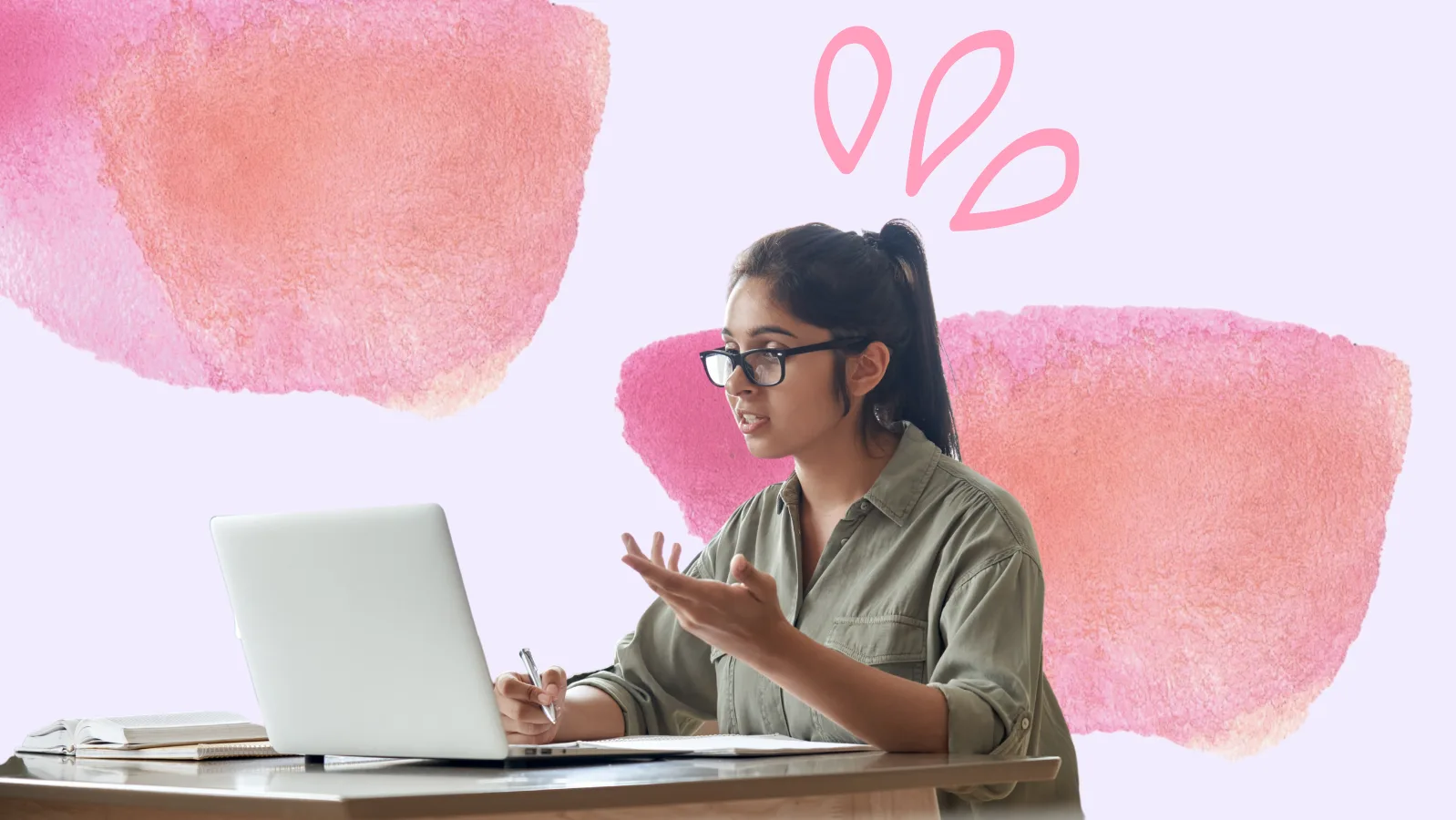 Woman speaking on virtual meeting